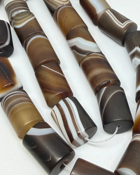 Striped (dyed) Agate Cylinder Beads Approx 14 x18mm 38cm Strand
