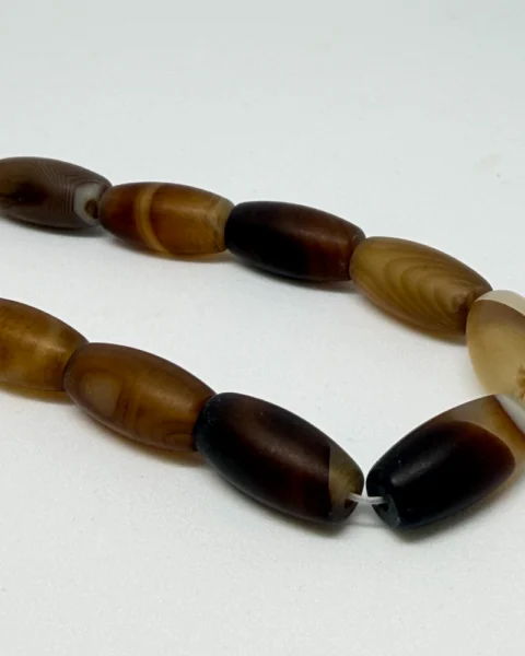 Striped (dyed) Agate Smooth Drum Beads  Approx 8 x 16mm 38cm Strand