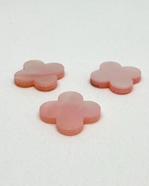 Pink (dyed) Shell Flat Quatrefoil 12 x 12 x 2mm 3pc Pack