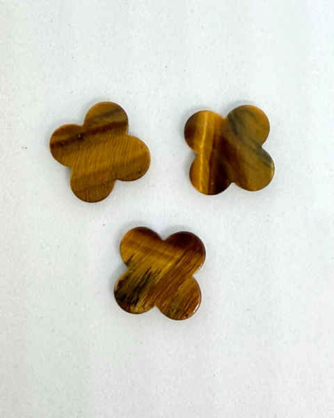 Tigers Eye Flat Quatrefoil 12 x 12 x 2mm 3pc Pack