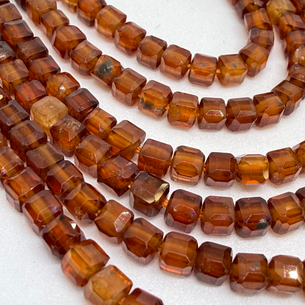 Hessonite Garnet Faceted Cube Beads Approx 3 x 3mm 38cm Strand - Image 2