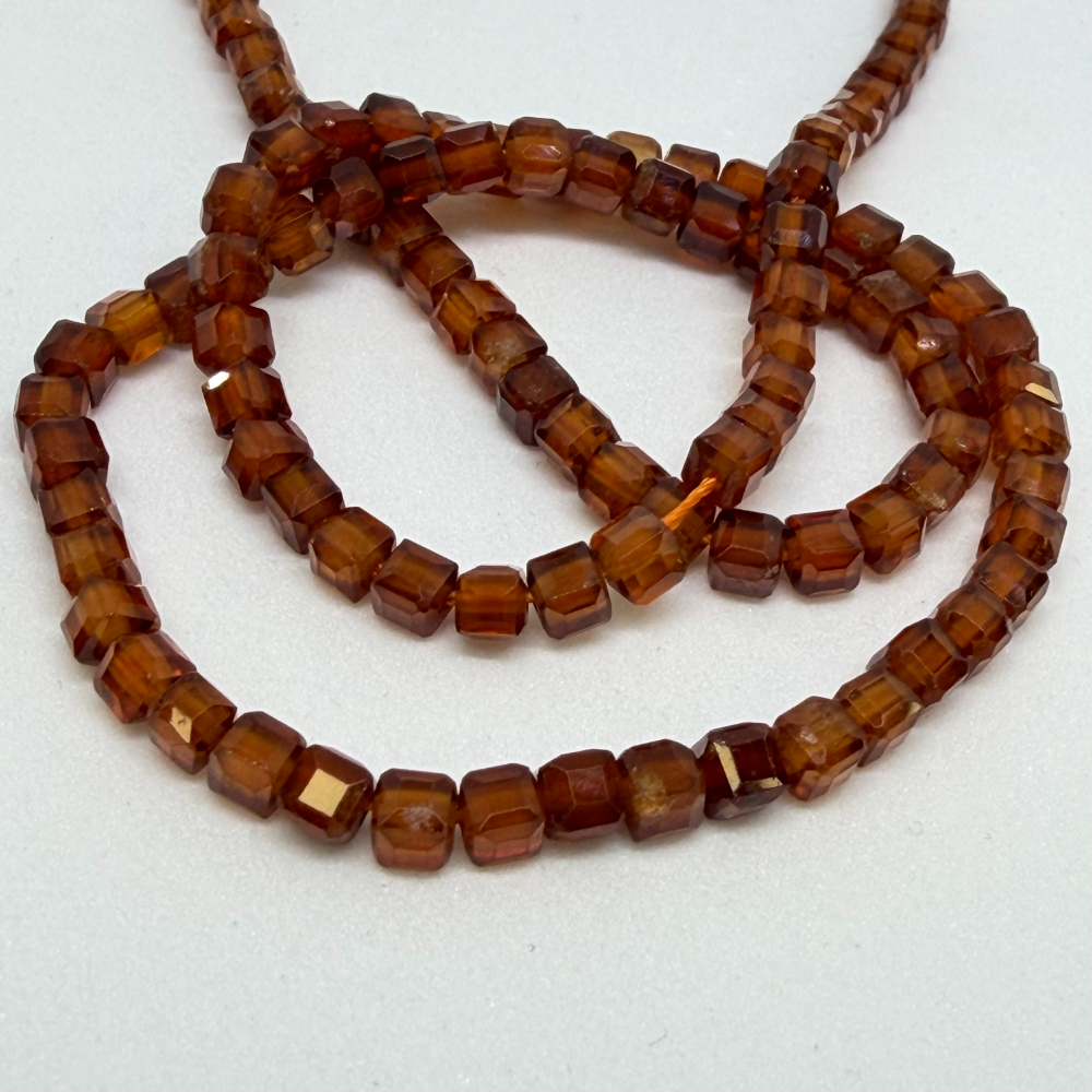 Hessonite Garnet Faceted Cube Beads Approx 3 x 3mm 38cm Strand - Image 3
