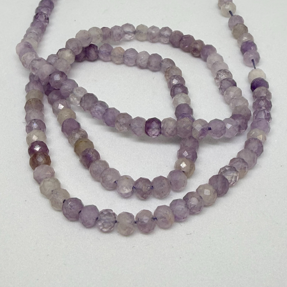 Lavender Amethyst Faceted Roundelle Beads Approx 3 x4mm 38cm Strand - Image 2