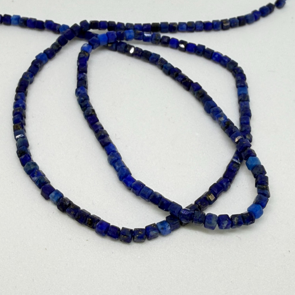 Lapis Lazuli Faceted Cube Beads Approx 2 x 2mm 38cm Strand - Image 2