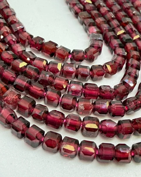 Red Garnet Faceted Cube Beads Approx 3 x 3mm 38cm Strand