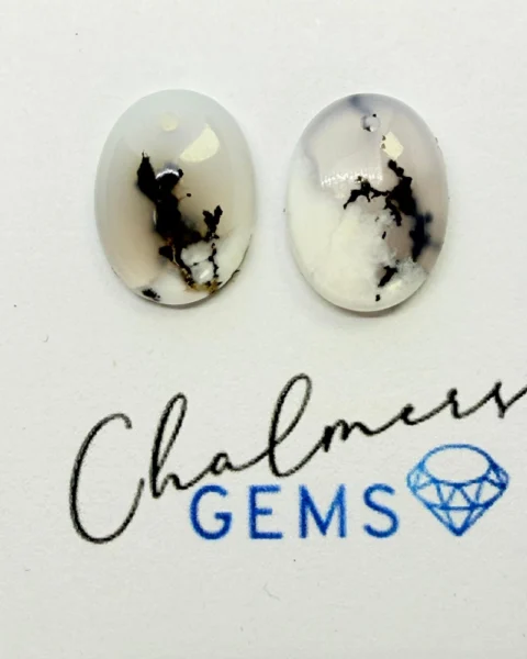 Dendritic Agate Mixed Shape Cabochons Approx 15 -25mm Drilled Pair