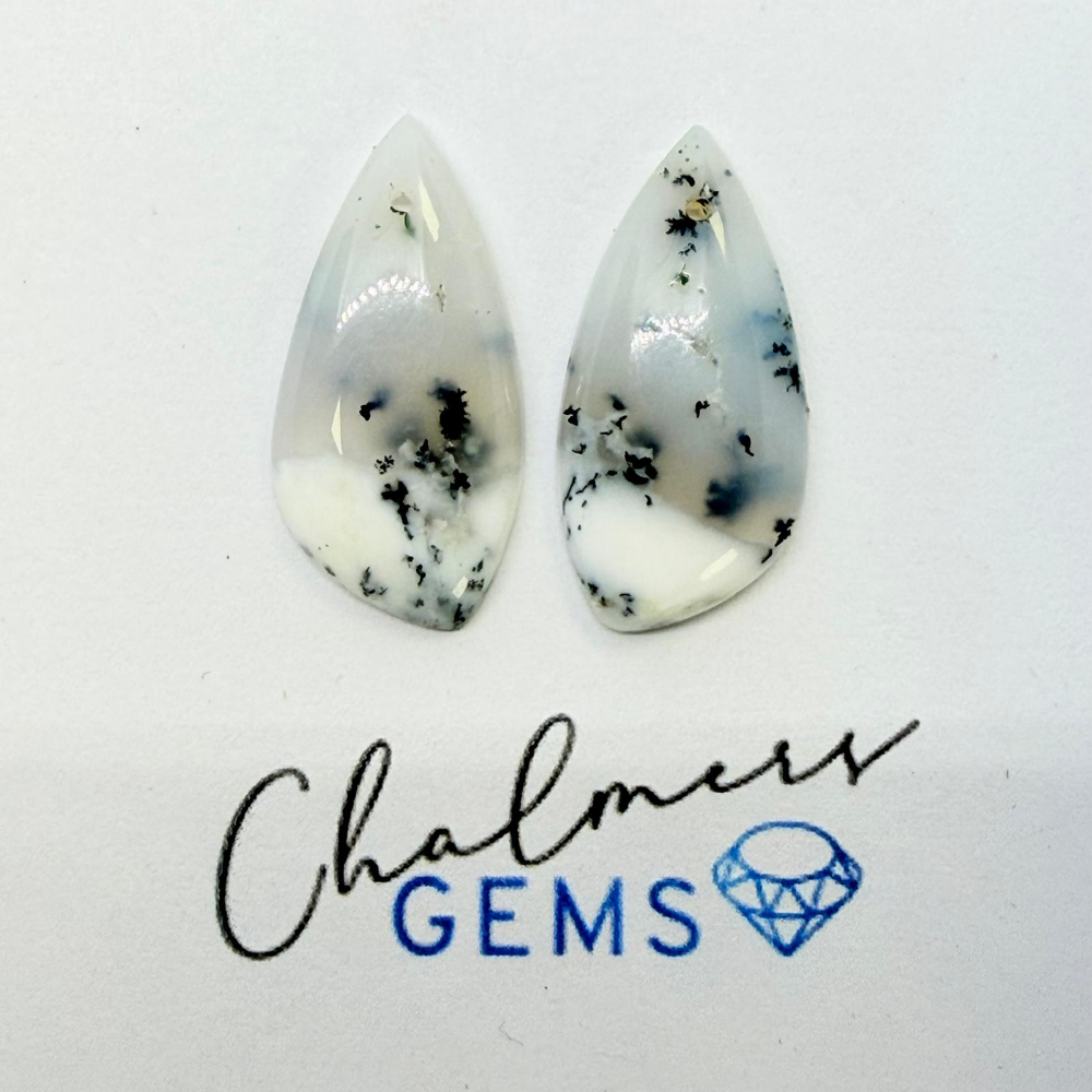 Dendritic Agate Mixed Shape Cabochons Approx 15 -25mm Drilled Pair - Image 2