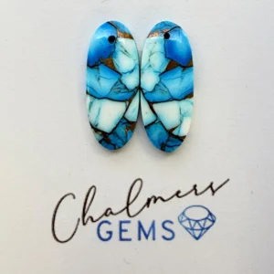 Mohave Ice Blue (dyed & reconstructed) Mixed Shape Cabochons Approx 10 -25mm Drilled Pair