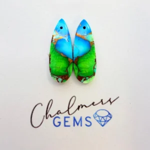 Mohave Green (dyed & reconstructed) Mixed Shape Cabochons Approx 15 -25mm Drilled Pair