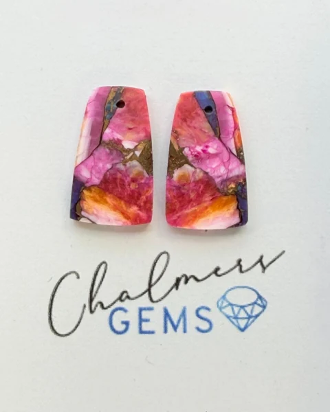 Mohave Multi Colour (dyed & reconstructed) Mixed Shape Cabochons Approx 15 -25mm Drilled Pair