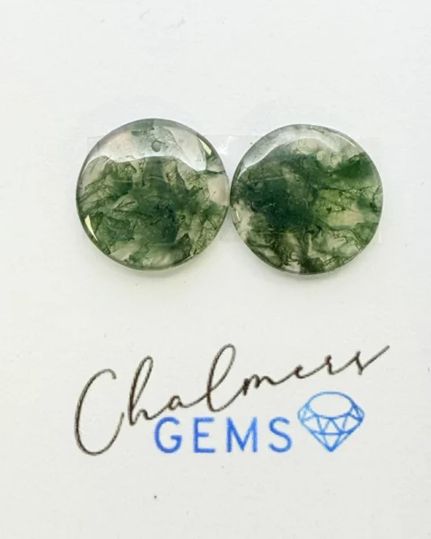 Moss Agate Mixed Shape Cabochons Approx 15 -25mm Drilled Pair