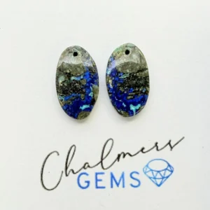 Neon Azurite Mixed Shape Cabochons Approx 15-25mm Drilled Pair