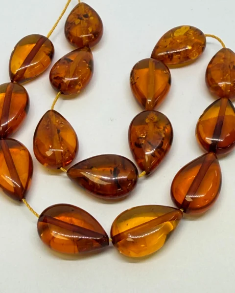 Cognac Amber Drop Beads Approx 12 x 8mm Approx 15pcs