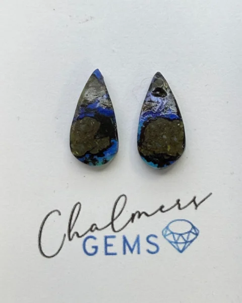 Neon Azurite Mixed Shape Cabochons Approx 15 -25mm Pair