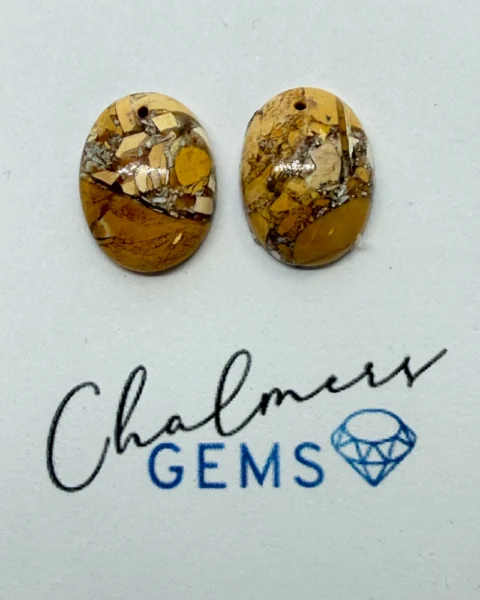 Brecciated Mookaite Mixed Shape Cabochons Approx 15 -25mm Drilled Pair