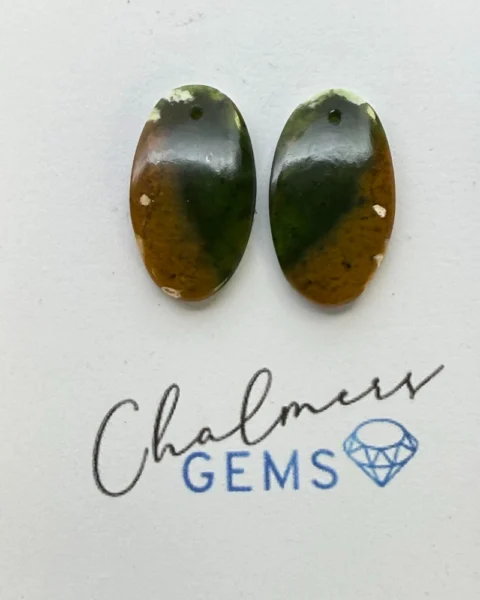 Chrome Chalcedony Mixed Shape Cabochons Approx 15 -25mm Drilled Pair