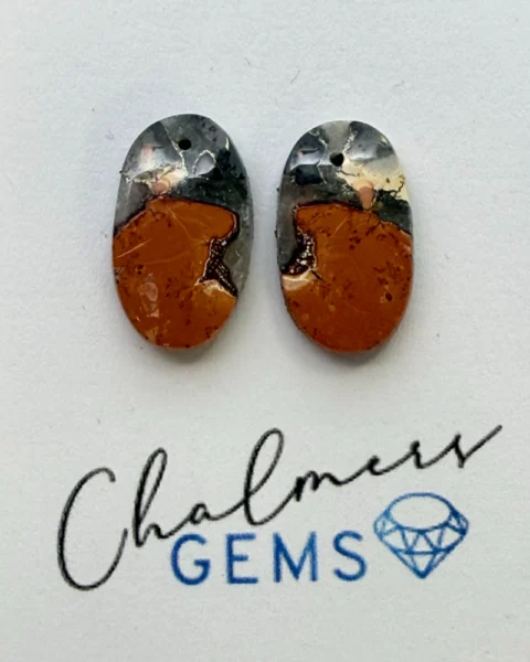 Malingano Jasper Mixed Shape Cabochons Approx 15 -25mm Drilled Pair