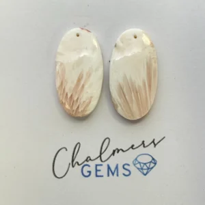 Peach Scolecite Mixed Shape Cabochons Approx 15 -25mm Drilled Pair