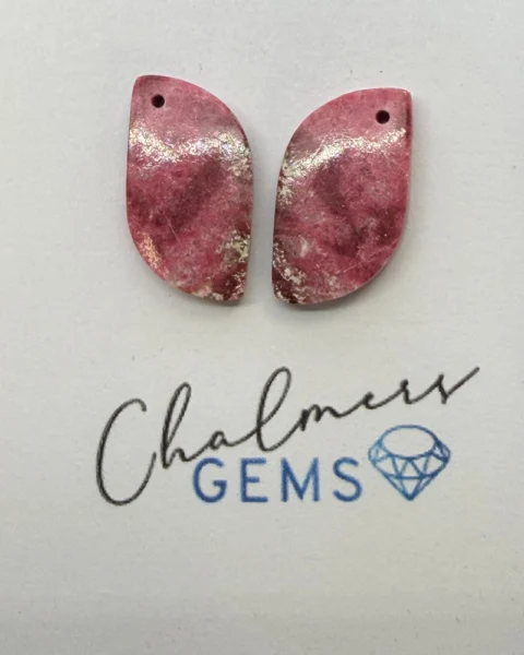 Thulite Mixed Shape Cabochons Approx 15 -25mm Drilled Pair