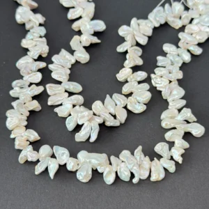 Fresh Water Cultured Silver Pearl Keshi Style Approx 8 - 10mm 32cm String