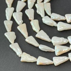 Fresh Water Cultured Metallic White Pearl Triangular Shape Approx 12 x 6mm 32cm String