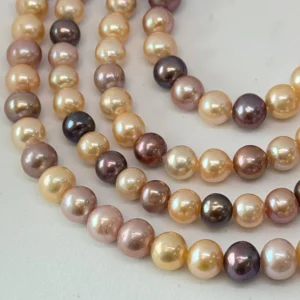 Fresh Water Cultured Mixed Colour Pearl Near Round Approx 5 - 6 mm 32cm String