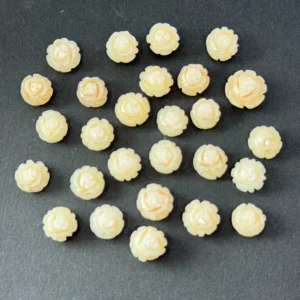 Fresh Water Cultured White Pearl Carved Flower Center Drilled Approx 8mm 1pc