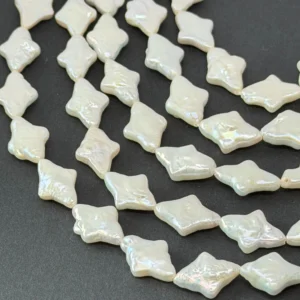 Fresh Water Cultured Metallic White Pearl Rhombus Shape Approx 12 x 8mm 32cm String