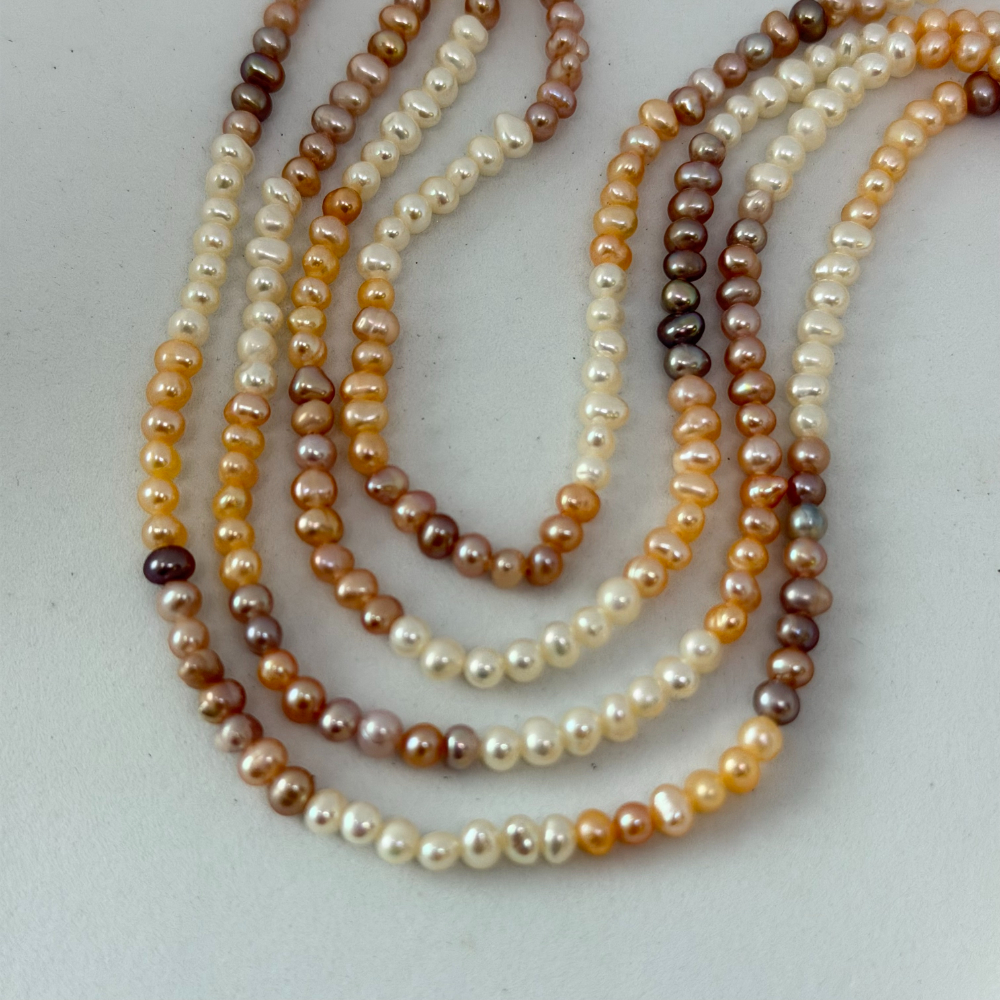 Fresh Water Cultured Multi Colour Pearl Potato Approx 3 - 3.5mm 32cm String - Image 2