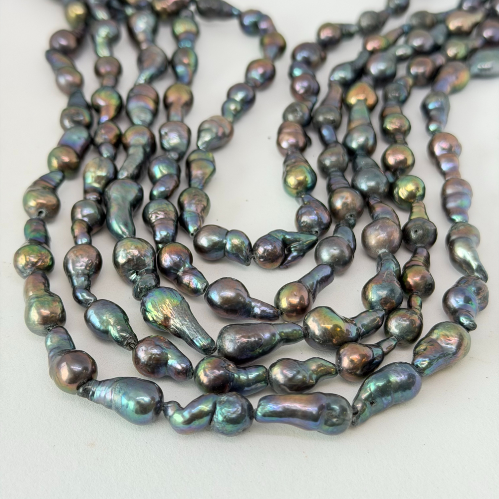 Fresh Water Cultured Peacock (dyed) Pearl Mini Baroques Approx 8 - 15mm 32cm String - Image 2