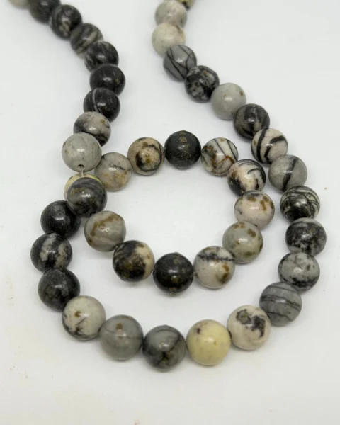 Black Vein Jasper Smooth Round Beads Approx 6mm 38cm Strand