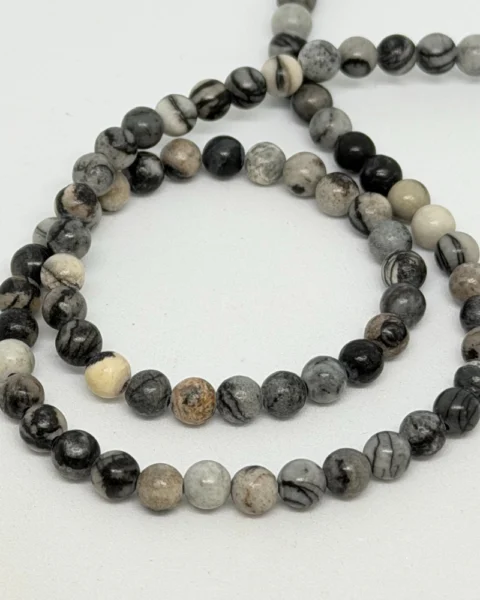 Black Vein Jasper Smooth Round Beads Approx 4mm 38cm Strand