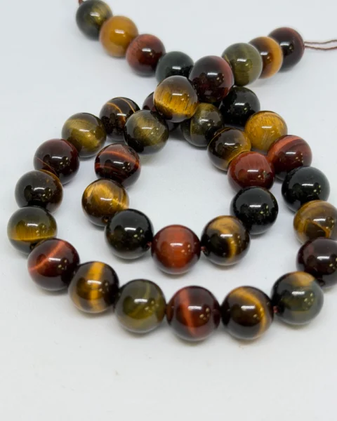 Mixed Colour Tigers Eye Smooth Round Beads Approx 10mm 38cm Strand