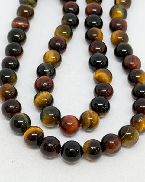 Mixed Colour Tigers Eye Smooth Round Beads Approx 8mm 38cm Strand
