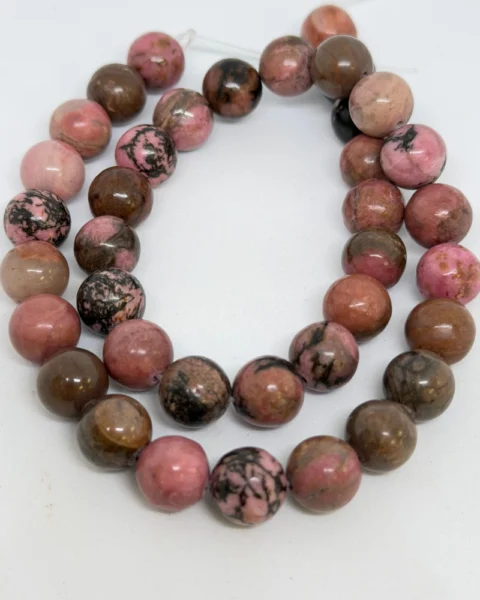 Rhodonite Smooth Round Beads Approx 10mm 38cm Strand