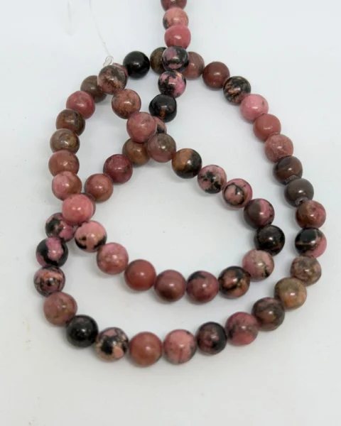 Rhodonite Smooth Round Beads Approx 8mm 38cm Strand