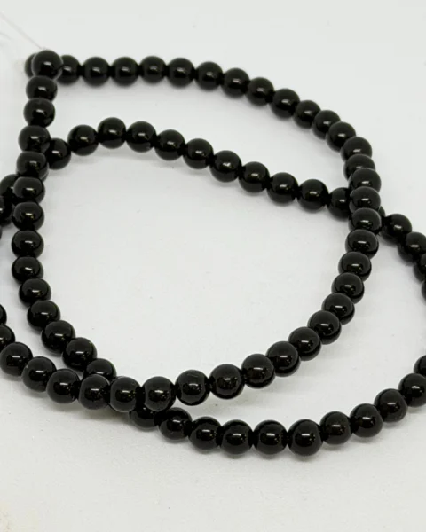 Black Obsidian Smooth Round Beads Approx 4mm 38cm Strand